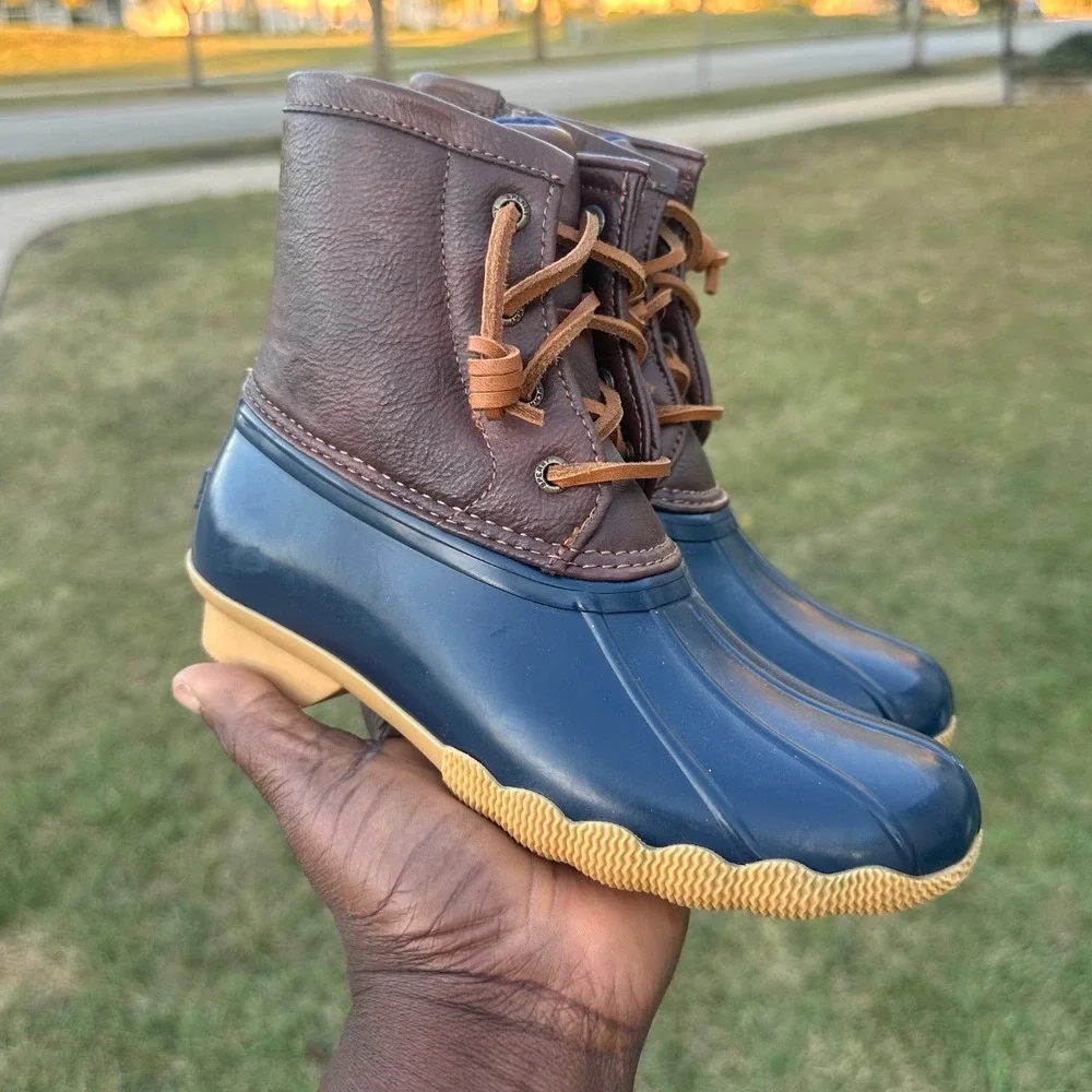 Sperry Topsider Saltwater Duck Boots Little‎ Kids Size 1M Blue Brown